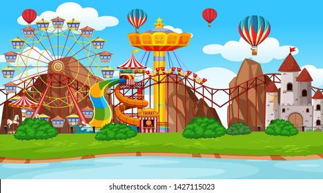 Large amusement park scene illustration