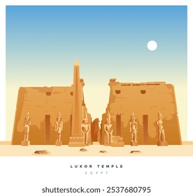 Un Grande complejo de templo egipcio antiguo - Templo de Luxor - Ilustración de stock como archivo JPG 