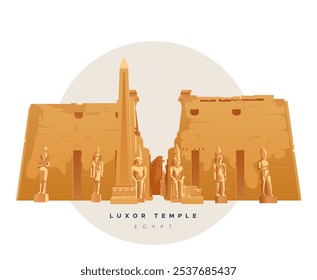 Ein großer antiker ägyptischer Tempelkomplex - Luxor Tempel - Stockillustration als JPG Datei 