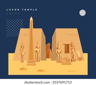 Un Grande complejo de templo egipcio antiguo - Templo de Luxor - Ilustración de stock como archivo JPG 