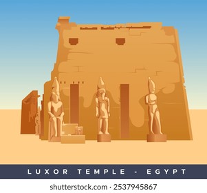 Un Grande complejo de templo egipcio antiguo - Templo de Luxor - Ilustración de stock como archivo JPG 