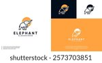 large animal logo, simple line art, wildlife, elephant, graphic design vector.