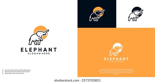 large animal logo, simple line art, wildlife, elephant, graphic design vector.