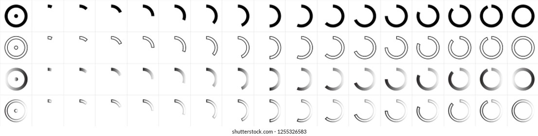 Large animated set of cursor and load for augmented and virtual reality in different styles 17 frames