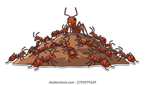 Large ant standing on brown anthill