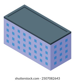 Large apartment building with many windows is shown in this isometric icon