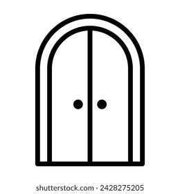 Large arch double door entrance way line art vector icon for apps and games