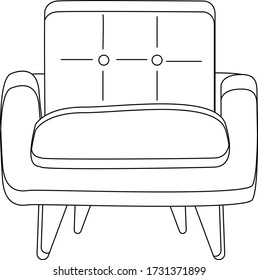 Large armchair interior silhouette icon in one line