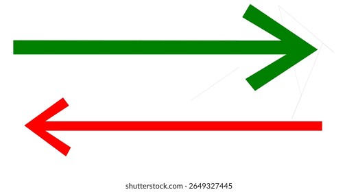 Large arrow icon with green and red colors.