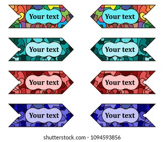 Large arrow with space to place text in different colors for use in graphic design