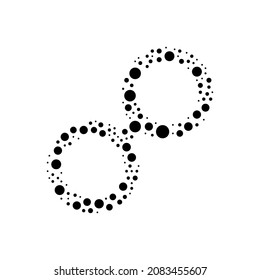 A large astrological opposition symbol in the center made in pointillism style. The center symbol is filled with black circles of various sizes. Vector illustration on white background