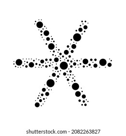 A large astrological sextile symbol in the center made in pointillism style. The center symbol is filled with black circles of various sizes. Vector illustration on white background