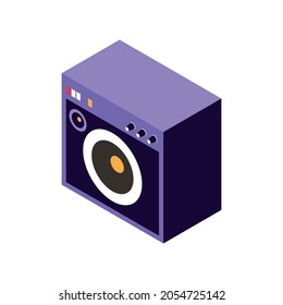 Large audio speaker isometric icon on white background 3d vector illustration