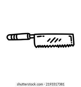 large backsaw lineart vector illustration icon design template with doodle hand drawn style