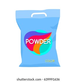 Large bag of washing powder. Flat vector illustration isolated on white background