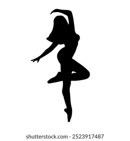A large ballerina symbol in the center. Isolated black symbol. Vector illustration on white background