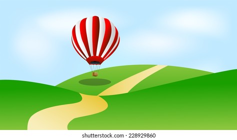 large balloon in blue sky,vector illustration