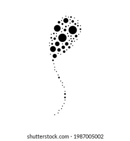 A large balloon symbol in the center made in pointillism style. The center symbol is filled with black circles of various sizes. Vector illustration on white background