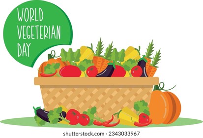 A large basket of vegetables. World Vegetarian Day.	