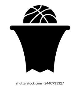 A large basketball symbol in the center. Isolated black symbol