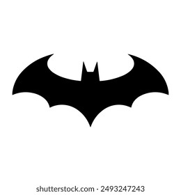 A large bat symbol in the center. Isolated black symbol