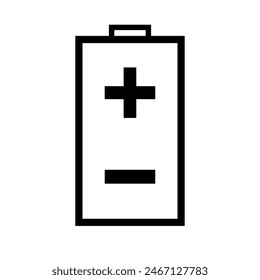 A large battery symbol in the center. Isolated black symbol