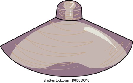 Large beach summer hat. The color is violet. Women's accessory. A summer accessory. Vector image.