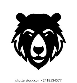 A large bear head icon in the center. Isolated black symbol