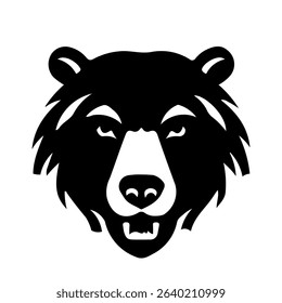 A large bear head symbol in the center. Isolated black symbol