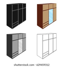 A large bedroom wardrobe with mirrow and lots of drawers and cells.Bedroom furniture single icon in cartoon style vector symbol stock illustration.