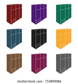 A large bedroom wardrobe with mirrow and lots of drawers and cells.Bedroom furniture single icon in black style vector symbol stock illustration.