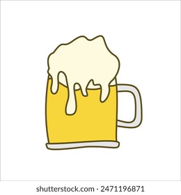 large beer doodle style. Vector illustration design. Suitable for greeting, sticker, etc. Eps 10
