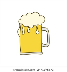 large beer doodle style. Vector illustration design. Suitable for greeting, sticker, etc. Eps 10
