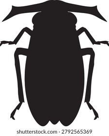 Large beetle insect, bug silhouette icon, hard shell carapace, forest creature illustration.
