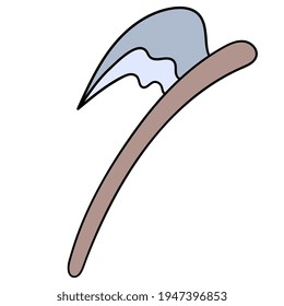 a large beheading knife. cartoon emoticon. doodle icon drawing, vector illustration