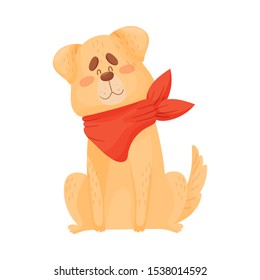 Large beige dog is sitting. Vector illustration on a white background.