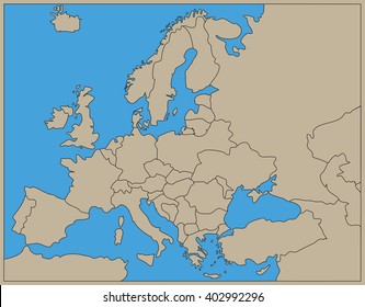 large beige map of europe