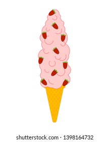 Large big ice cream isolated. Vector cartoon illustration