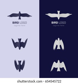 Large Bird Silhouette. Flat Icon for Nature Apps and Websites on Dark and Light Background