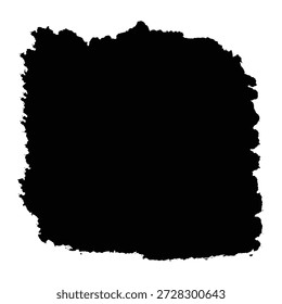 Ein großer schwarzer Pinselstrich auf weißem Hintergrund, der einen fetten und dramatischen visuellen Effekt erzeugt. Die raue Textur und die schmutzige Kante des Pinselstrichs verleihen dem Bild einen künstlerischen Ausdruck und Kreativität.