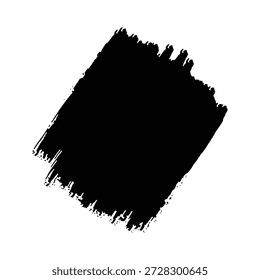 Ein großer schwarzer Pinselstrich auf weißem Hintergrund, der ein kräftiges und lebendiges visuelles Element erzeugt. Die raue Textur und die unsauberen Kanten verleihen dem Bild eine künstlerische Note und eignen sich somit für den Einsatz in verschiedenen Design- und Kreativprojekten.