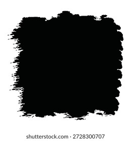 Ein großer schwarzer Pinselstrich auf weißem Hintergrund, der ein gewagtes und abstraktes Kunstwerk schafft. Die raue Textur und die schmutzigen Kanten verleihen dem schlichten, aber dennoch eindrucksvollen Design-Element einen kreativen und künstlerischen Touch.