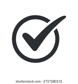 Una Grande marca de verificación negra en un círculo sobre un fondo blanco Profesional de alta calidad detallado