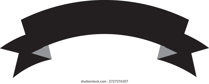 Large black curved flat shape with triangle cutouts on transparent background