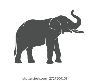 A large black elephant standing still in profile.