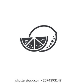 Large black flat line design vector illustration of orange slices.