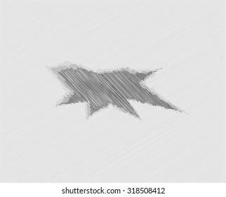 large black hole in gray paper background, crosshatched image