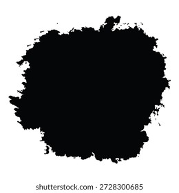 Una Grande salpicadura de tinta negra sobre un fondo blanco, creando un efecto visual dinámico y artístico. La salpicadura es irregular y de forma orgánica, con una superficie áspera y texturizada. El contraste entre la tinta negra y el fondo blanco es nítido y audaz, creando una sensación de energía y movimiento.