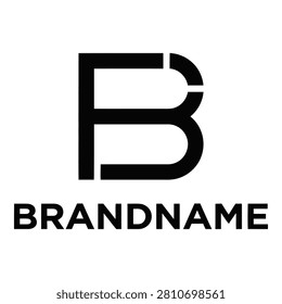 Large black letter B with brandname text on white background icon