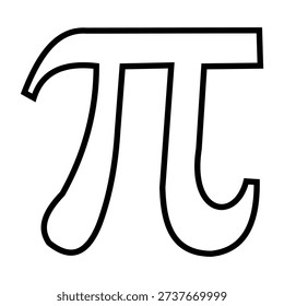 A large black mathematical symbol for pi, outlined in a simple style, on a pure white background.